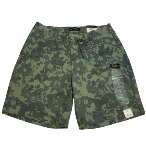 LEE Chino Shorts Walking Summer Green Floral Camo Camouflage Sizes 6 14 - Picture 5 of 9
